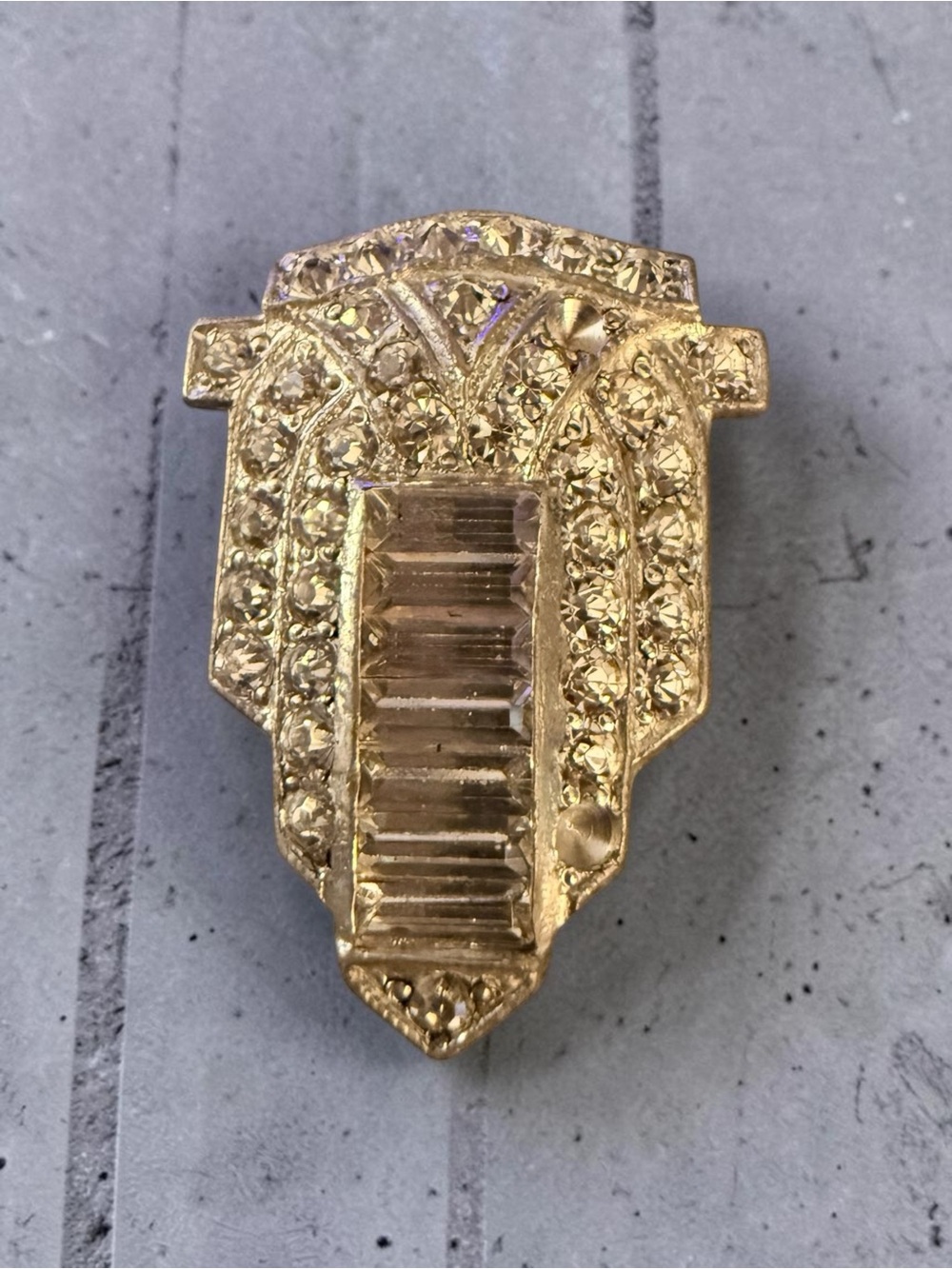 Vintage Silvertone Rhinestone Shoe Clip Art Deco Style Statement Jewelry